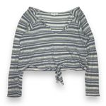 Bella Dahl  Linen Blend Light Weight Striped Long‎ Sleeve Front Tie Womens Med Photo 0