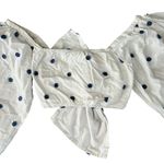 Farm Rio Anthro Women’s Blue Flowers Long Sleeve Twist Front White Crop Top Sz L Photo 7