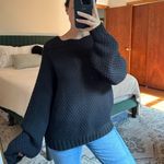Oversized Black Cable Knit Sweater Size L Photo 0