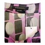 BCBGMAXAZRIA Chiffon Top V-Neck Abstract Pink Black Short Sleeves Neck Tie NWT Photo 1