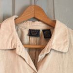 Laura Scott  Petite Women's 14p Linen Blend Beige Short Sleeve Button Up Jacket Photo 3