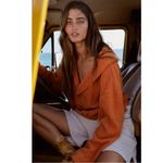 Free People Bino Pullover in Honey Eyed Orange Size Small 70s Terrycloth Beach Photo 4