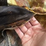 Gary Graham Dress Womens 8 Gold Black Silk Layered Raw Hems Edges Midi Art Photo 10