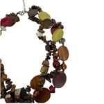 Vintage Boho Multi Strand Beaded Necklace Statement Pendant Earth Tone Colors Brown Photo 8