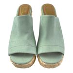 Lulus  Ervyn Women's Mint Green Suede Raffia Platform Slip On Slide Sandals Sz 8 Photo 1