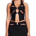 I am gia  Carmine Mini Skirt Black Size M Y2K Bratzcore Concert Rave Stretchy Photo 0