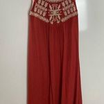 One the Land Embroidered Woven Tank Sleeveless Dress cutout tie back Size Small Red Photo 0