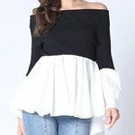 Gracia  Ruffle Bottom Shirt Off-Shoulder Knit Top Sz. S Photo 0
