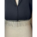 House of Harlow 1960 Blazer Women Small Black Cropped Rhinestone Fringe Coat Photo 6
