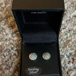 Macy's Sterling Silver Diamond Earrings 1/10 Ct Photo 0