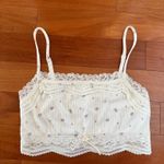 Coquette Dainty Cream Lace Trim Mini Floral Rosette Bow Cami Tank White Photo 1