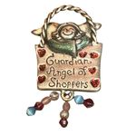 AJMC Vintage Brooch Pin Guardian Angel of Shoppers Bag with Hearts and Beads Silver Photo 0