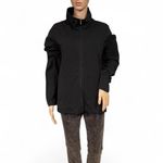 Eileen Fisher Organic Cotton Jersey Knit Black Zip-up Jacket Size L Lightweight Photo 1