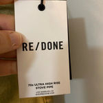 RE/DONE  NWT 70’s ultra high rise stove pipe raw hem size 26 crop green sage Photo 3