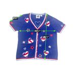 Storybook Knits Patriotic Heart Star Button Front Cardigan Sweater Top Size 1X Blue Photo 8
