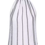 frame denim Frame white and black embroidered ruffle trim halter top. Size L Photo 1