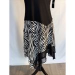 Boho,Chic,Romantic MSK Black And Whites Zebra Print Asymmetrical Hem DressSize L Size L Photo 2