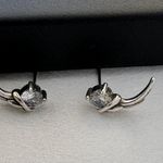 CZ Angel Wings Stud Earrings for Men Women,Streetwear Punk Hip Hop Unisex Style Silver Photo 2