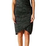 RD Style Womens Sheath Dress Pullover Faux Wrap Tulip Hem Black Gray Medium Photo 9