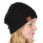 CC Beanie Cable Knit Black Metallic Beanie  Photo 0