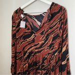 BP Dress Long Sleeve Mini Brown Burnout Tiger Stripe Casual Neutral Animal Print Photo 5