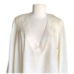 Band Of The Free NWT Cash VNeck Long Sleeve Billowing Sleeves Ivory Top Large Photo 3