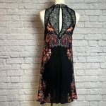Free People  Lace Boho Mini Dress XS Black Floral High Neck Photo 3
