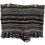 Loft  Multicolor Floral Striped Ruffled Side Zip High Rise Pocket Shorts Size 10 Photo 7