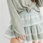 Aerie Floral Rock n Ruffle Mini Skirt in Green and White Photo 0