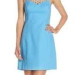 Lilly Pulitzer  larina gold blue eyelet tank dress size 8 Photo 3