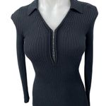 Abercrombie & Fitch  Black Ribbed Long Sleeve Midi Bodycon Polo Sweater Dress XS Photo 2