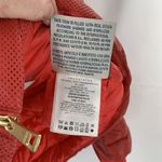 Moncler Rare  Coral Red Perforated Faux Leather Puffer Jacket Size Medium Photo 10