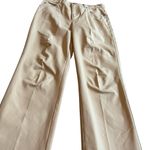 Escada Straight Leg Khaki Trousers Pants Tan Ruched Knees Size 38 Medium Women's Photo 2