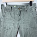 Anthropologie Ankle Pants Olive Green Square Pockets Front Seamed Skinny Size 27 Photo 2