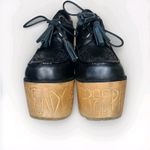 Current Mood Steady Creepin Wooden Faux Leather Platform Heels Shoes Size 8 Black Photo 3