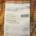 Elodie  Womens Crop Top Orange Rust Floral Long Sleeve faux Button Front SZ L Photo 8