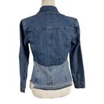 Lucky Brand  Remade Distressed Denim Waisted Trucker Jacket Raw Frayed Hem XS Photo 8