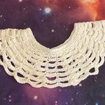 Vintage Womens Neck Choker Collar White Crochet Crocheted Faux Pearl Button Photo 4