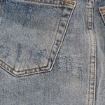 Free People We the Distressed Denim Mini Skirt A Line Light Wash Pockets Size 24 Photo 4