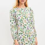 Loft Floral Linen-Blend Long Sleeve Shift Dress Sz.0 NWT Photo 3