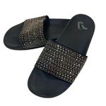Report black rhinestone studded slides ladies 6.5 rubber sole slip on sandal Photo 0