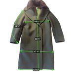 Acne Studios Dark Green Wool Blend Coat Fur Collar Button Front Size 36/4-6 Photo 2