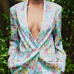 ZARA  Women’s Floral Blazer Small Blue Pink Yellow Flowers NWOT‎ Jacket Photo 0