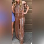 Sans Souci San Souci Brown and White Striped Pants Photo 1