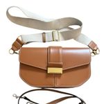 ZARA  tan faux vegan leather boxy retro 60s inspired crossbody clutch bag Photo 0