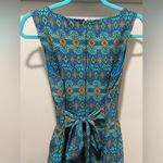 Maison Jules  Teal Blue Patterned Sleeveless V-Neck Knee-Length Fit & Flare Dress Photo 5