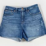 Madewell Denim Shorts Size 30 Medium Blue Curvy High Rise Frayed Distressed Photo 0