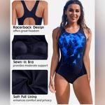 One Piece Athletic Lap Swimming Competition Racing Swimsuit‎ Racerback Size L Blue Size L Photo 5