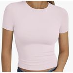 3~Trendy Queen Women's Basic T Shirts Short Sleeve Tops, Slim Fit Workout ~ Med. Green Photo 3