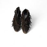 Beast Fashion Black Fringe Ankle Booties Women's 5.5 Suede Western Boho Photo 1